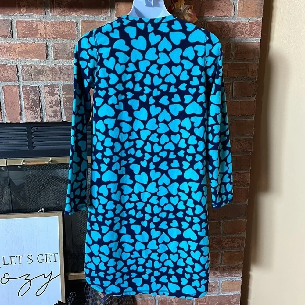 Lands' End Blue Hearts Long Fleece Nightgown